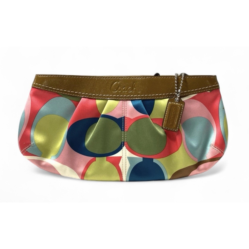 Coach Multicolor Soho Satin Pleated Clutch Colorful Statement Piece Evening - Picture 1 of 10